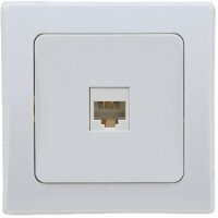 Delphi Telefon Dose LAN Netzwerk I RJ45 Buchse für ISDN, Cat.5, Cat.6, Cat.7 I inkl. Rahmen I Unterputz I weiß