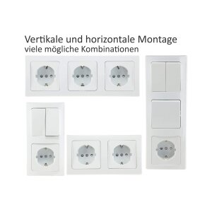 Delphi Steckdosen Schalter Set Wohnzimmer Lichtschalter mit Steckdose TV Antenne Unterputz Einbau I Weiß