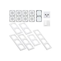 Delphi Steckdosen Schalter Set Wohnzimmer Lichtschalter mit Steckdose TV Antenne Unterputz Einbau I Weiß