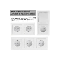 Delphi Steckdosen Schalter Set Wohnzimmer Lichtschalter mit Steckdose TV Antenne Unterputz Einbau I Weiß