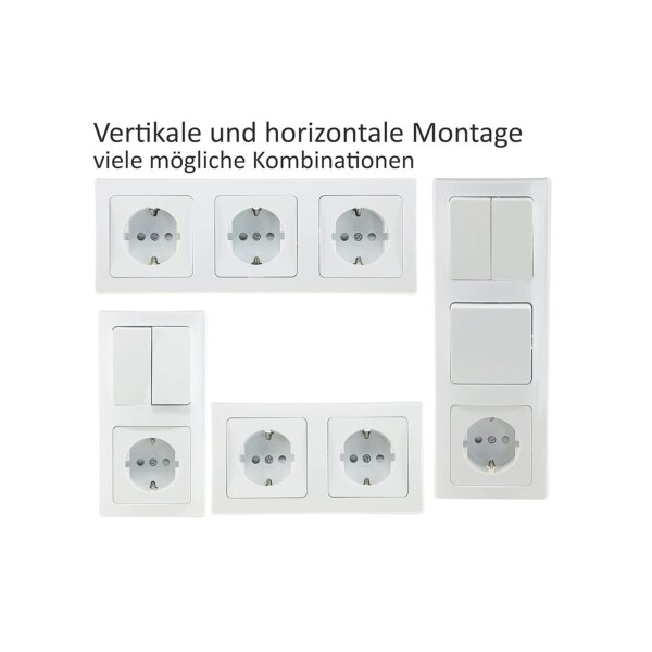 Delphi Steckdosen Schalter Serie Starter 21-teilig I 230V Unterputz Einbau I Weiß
