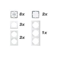 Delphi Steckdosen Schalter Kombination 16-teilig Unterputz 8X Steckdosen 2X Wechselschalter 6X Rahmen UP Komponenten Klemmanschluss Weiß