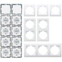 Delphi Steckdosen Schalter Kombination 16-teilig Unterputz 8X Steckdosen 2X Wechselschalter 6X Rahmen UP Komponenten Klemmanschluss Weiß
