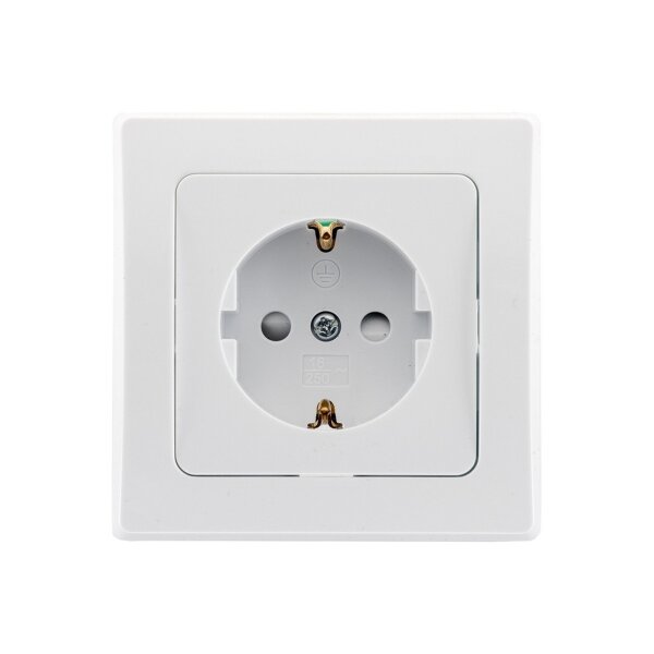 DELPHI Steckdose Weiß Unterputz 230V Schutzkontakt-Steckdose mit erhöhtem Berührungschutz Weiß