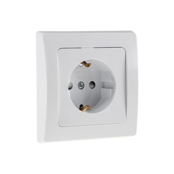 DELPHI Steckdose Weiß Unterputz 230V Schutzkontakt-Steckdose mit erhöhtem Berührungschutz Weiß