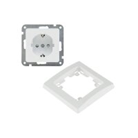 DELPHI Steckdose Weiß Unterputz 230V Schutzkontakt-Steckdose mit erhöhtem Berührungschutz Weiß