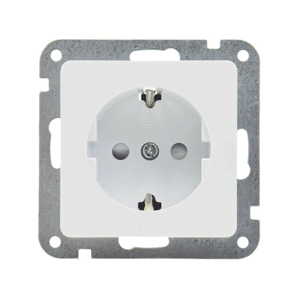 DELPHI Schutzkontakt-Steckdose Weiß – 250?V, 71×71?mm, ohne Rahmen, hochglänzend, Einstecksicherung