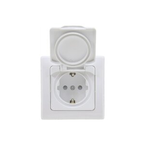 DELPHI Steckdose Unterputz IP44 Aussen Innen mit Dichtung Klapp-Deckel 230V-240V 16A Schutzkontakt-Steckdose mit erhötem Berührungsschutz Weiß