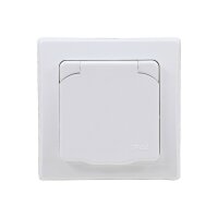 DELPHI Steckdose Unterputz IP44 Aussen Innen mit Dichtung Klapp-Deckel 230V-240V 16A Schutzkontakt-Steckdose mit erhötem Berührungsschutz Weiß