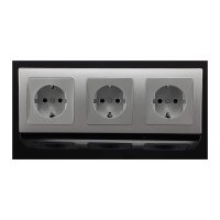 DELPHI Steckdose Schalter Unterputz Komplett Set 2x Wechselschalter Rahmen 8x Steckdosen mit erhöhtem Berührungsschutz Grau Silber