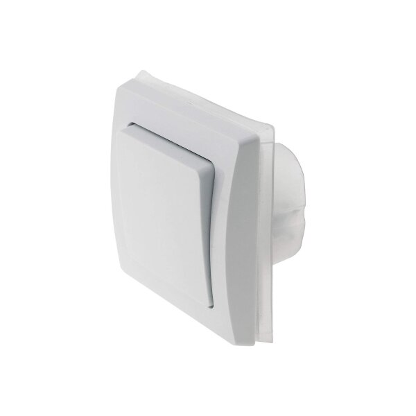 DELPHI Steckdose Schalter für Aussen IP44 inkl. Rahmen 230V I Unterputz Wechselschalter Steckdose mit Klappdeckel für Feuchträume und Aussenbereich Weiß