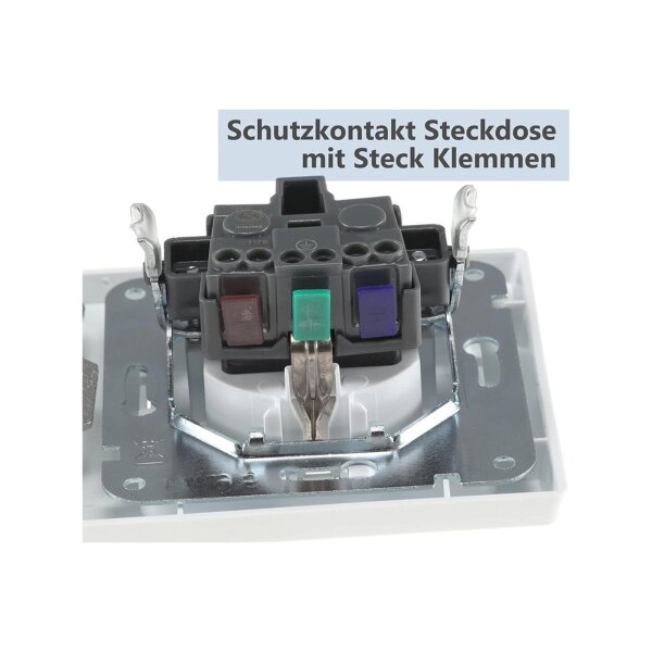 Kombi-Set LED-Dimmer & Steckdose – Silber, 2-fach Rahmen, 230V, 3–60W LED, Unterputz