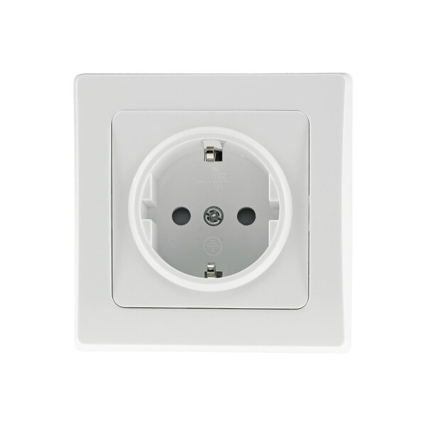 DELPHI Schutzkontakt-Steckdose Weiß – 250V / 16A, UP, Hochglanz