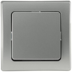 DELPHI Kreuzschalter, 250V~/ 10A mit 1-fach Rahmen Geeignet für Mehrfachrahmen Einsatz 55x55mm Silber Grau