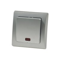 DELPHI Kontroll-Schalter mit Beleuchtung Orientierungsschalter mit 1-fach Rahmen Geeignet für Mehrfachrahmen Einsatz 55x55mm Silber Grau