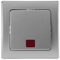 DELPHI Kontroll-Schalter mit Beleuchtung Orientierungsschalter mit 1-fach Rahmen Geeignet für Mehrfachrahmen Einsatz 55x55mm Silber Grau