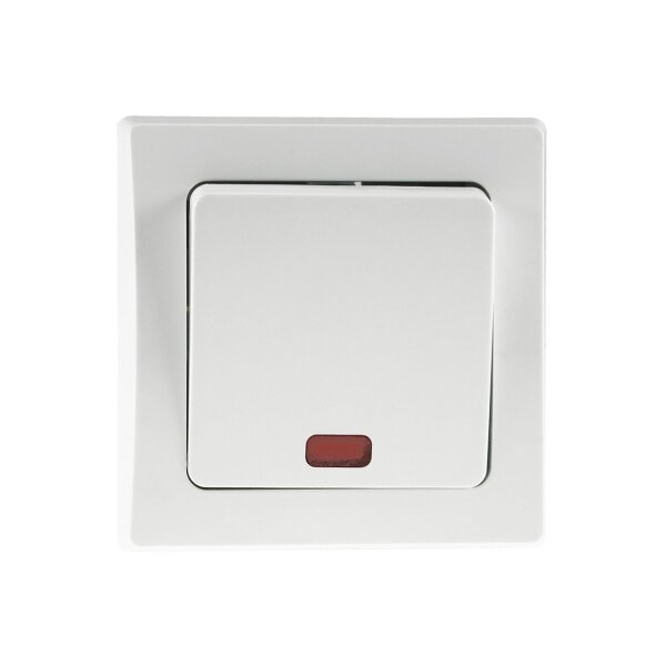 DELPHI Kontroll-Schalter mit Beleuchtung 230V Orientierungsschalter mit Rahmen Unterputz rotes Licht Weiß