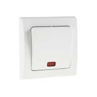 DELPHI Kontroll-Schalter mit Beleuchtung 230V Orientierungsschalter mit Rahmen Unterputz rotes Licht Weiß