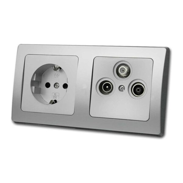 DELPHI Kombi Steckdose & Antennendose, silber