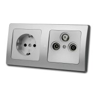 DELPHI Kombi Steckdose &amp; Antennendose, silber