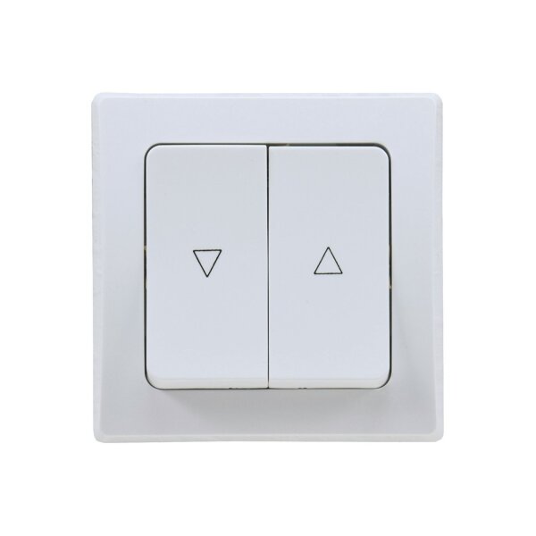 DELPHI Jalousien-Steuerung I Stufen-Taster I Hoch / Runter I 2 Wippen I 250V I inkl. Rahmen I Schraub-Anschluss I Unterputz I weiß