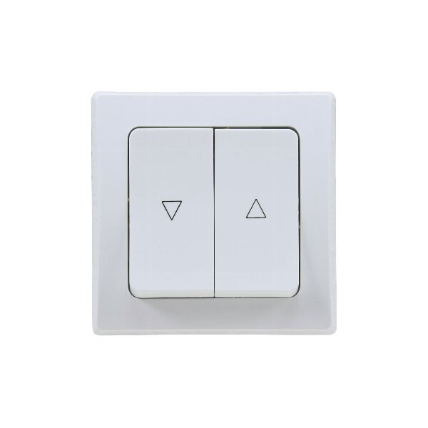 DELPHI Jalousien-Steuerung I Stufen-Taster I Hoch / Runter I 2 Wippen I 250V I inkl. Rahmen I Schraub-Anschluss I Unterputz I weiß