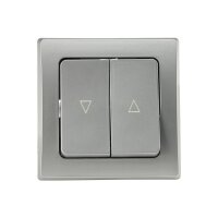 DELPHI Jalousie Rolladen Steuerung Taster Schaltung 2 Wippen mit abnehmbarem Rahmen Unterputz I Silber Grau