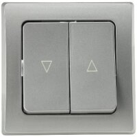 DELPHI Jalousie Rolladen Steuerung Taster Schaltung 2 Wippen mit abnehmbarem Rahmen Unterputz I Silber Grau