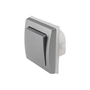 DELPHI IP44 Steckdose und Schalter für Aussen 250V Unterputz Schutzkontakt-Steckdose mit Klappdeckel Wechselschalter für Feuchträume und Aussenbereich I Grau Silber