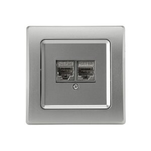 DELPHI Netzwerkdose 2x CAT6 Silber | LAN-Doppeldose |...