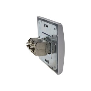 DELPHI Netzwerkdose 2x CAT6 Silber | LAN-Doppeldose | 300?MHz | Unterputz