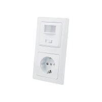 Delphi Bewegungsmelder 2-Draht mit Steckdose Unterputz I 230V 160° Sensor I Anschluss ohne Nullleiter Weiß