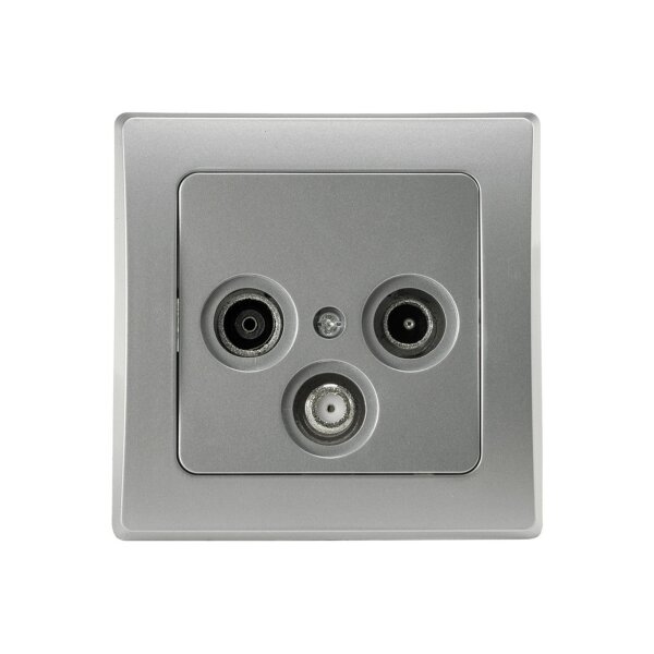 Antennendose 3-Loch SAT TV Radio – Unterputz Enddose 4K Silber DELPHI