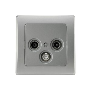 Antennendose 3-Loch SAT TV Radio – Unterputz Enddose 4K Silber DELPHI