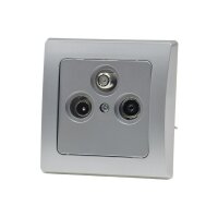 Antennendose 3-Loch SAT TV Radio – Unterputz Enddose 4K Silber DELPHI