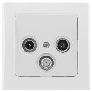 DELPHI Antennendose 3-fach TV Sat Kabel Fernsehen Radio FULL-HD UHD 4K tauglich Verteiler Stichdose Kombinierbar mit DELPHI Komponenten mit 1-fach Rahmen Weiß