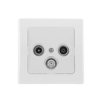 DELPHI Antennendose 3-fach TV Sat Kabel Fernsehen Radio FULL-HD UHD 4K tauglich Verteiler Stichdose Kombinierbar mit DELPHI Komponenten mit 1-fach Rahmen Weiß