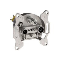 DELPHI Antennendose 3-fach TV Sat Kabel Fernsehen Radio FULL-HD UHD 4K tauglich Verteiler Stichdose Kombinierbar mit DELPHI Komponenten mit 1-fach Rahmen Weiß