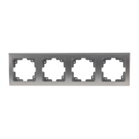 DELPHI 4-fach Rahmen Silber | Hochglanz | 294x80mm | L&auml;ngs- &amp; Quermontage