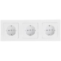 Delphi 3-Fach Steckdose Unterputz I UP Einbau I 3 Steckdosen mit 3er Abdeck Rahmen I Klemm Anschluss I Weiß