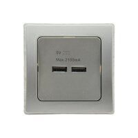 DELPHI 2-fach USB Ladegerät Unterputz 5V 2100mAh 2,1A 2 Unterputz-Netzteil Silber Grau