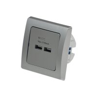 DELPHI 2-fach USB Ladegerät Unterputz 5V 2100mAh 2,1A 2 Unterputz-Netzteil Silber Grau