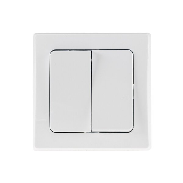 DELPHI 2-fach Serien-Schalter I Doppel-Schalter I 2 Wippen I 250V 10A I inkl. Rahmen I Unterputz I weiß