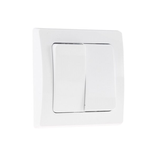 DELPHI 2-fach Serien-Schalter I Doppel-Schalter I 2 Wippen I 250V 10A I inkl. Rahmen I Unterputz I weiß