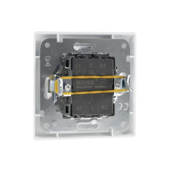 DELPHI 2-fach Serien-Schalter I Doppel-Schalter I 2 Wippen I 250V 10A I inkl. Rahmen I Unterputz I weiß