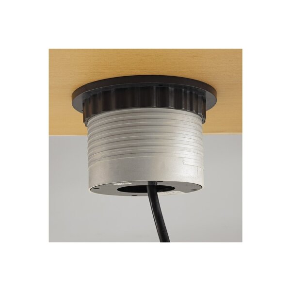 ChiliTec Versenkbare Tisch Steckdose mit 4 Steckdosen I 230V I 150cm Anschlusskabel mit Stecker I Silber/Schwarz