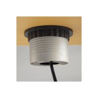 ChiliTec Versenkbare Tisch Steckdose mit 4 Steckdosen I 230V I 150cm Anschlusskabel mit Stecker I Silber/Schwarz