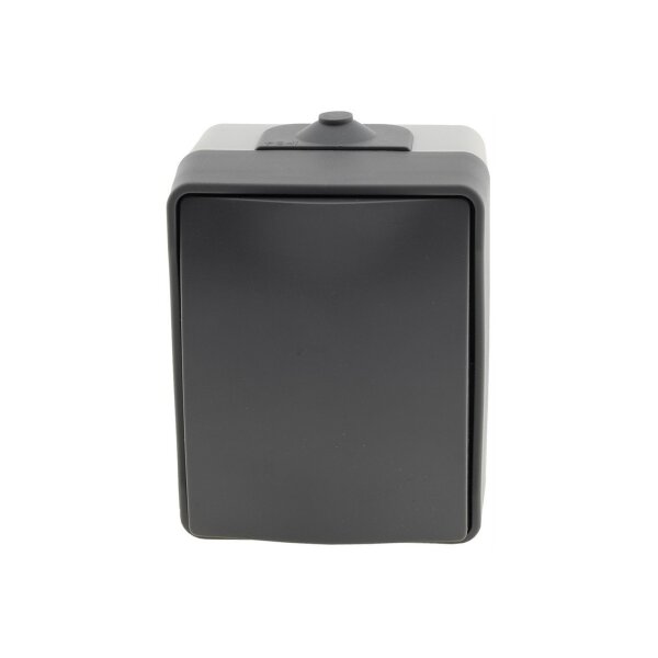 ChiliTec Taster Feuchtraum IP54 Aufputz 250V~/ 10A 2300W gummierte Kabeleinführung 77x62x55mm Grau