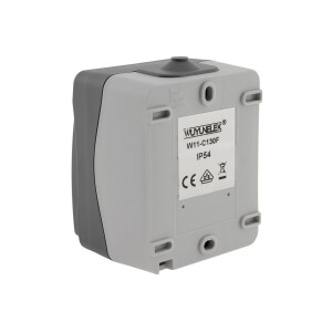ChiliTec Taster Feuchtraum IP54 Aufputz 250V~/ 10A 2300W gummierte Kabeleinführung 77x62x55mm Grau