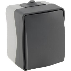 ChiliTec Taster Feuchtraum IP54 Aufputz 250V~/ 10A 2300W gummierte Kabeleinführung 77x62x55mm Grau